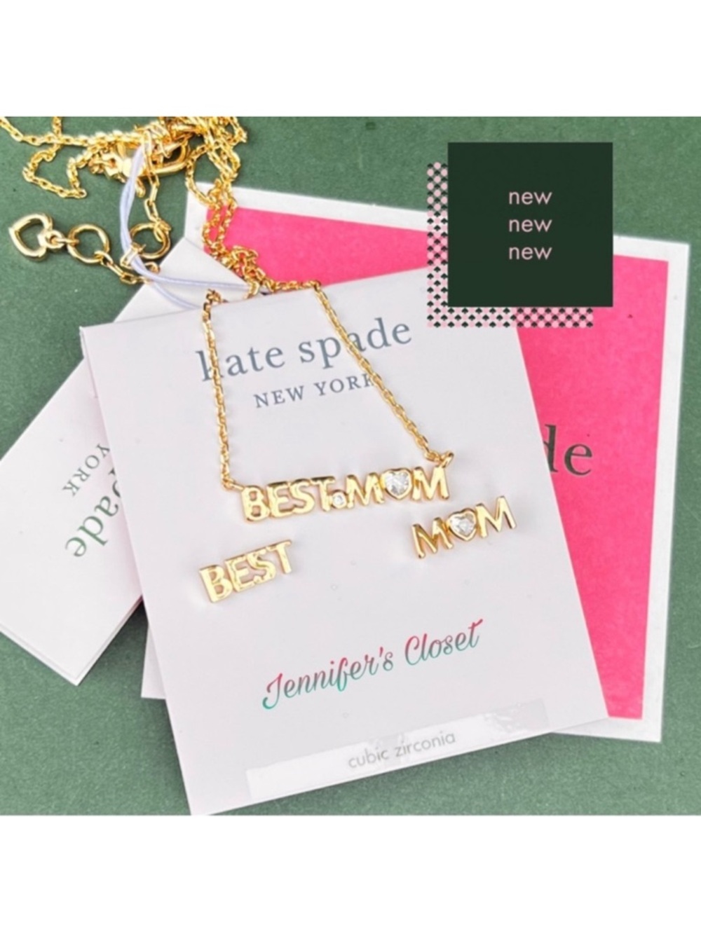 kate spade gold-tone BEST MOM Pendant Necklace